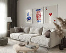 DecorBites™ Retro Queen of Hearts Canvas Wall Art Set