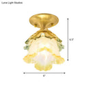 Retro style gold ruffle glass flower ceiling light for hallway