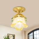 Retro style gold ruffle glass flower ceiling light for hallway