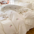 DecorBites™ Rose Embroidered Duvet Cover Set, Princess Style