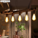 DecorBites™ Rust Finish Pendant Lamp with Guitar Shaped Beam - Open Bulb Dining Room Island Ceiling Light (Metal, 5-Head)