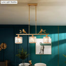 DecorBites™ Rustic 3-Head Cylindrical Crystal Island Lighting for Dining Room, with Bird and Leaf Decor