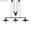 DecorBites™ Rustic 3-Head Pendant Light with Black Flared Shade, Pulley and Metallic Finish - Perfect for Your Dining Room Island!
