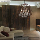 DecorBites™ Rustic 4-Light Wrought Iron Chandelier Pendant with Crystal Deco for Restaurants