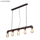 DecorBites™ Rustic 5-Light Industrial Iron Plumbing Pipe Pendant for Table and Island
