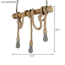 DecorBites™ Rustic Bamboo Hanging Lamp with Bare Bulb Design - Dining Room Island Light in Brown