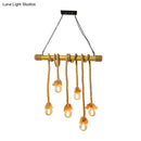 DecorBites™ Rustic Bamboo Hanging Lamp with Bare Bulb Design - Dining Room Island Light in Brown