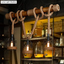 DecorBites™ Rustic Bamboo Island Lighting Chandelier in Beige - Linear Bar Fixture