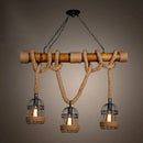 DecorBites™ Rustic Bamboo Island Lighting Chandelier in Beige - Linear Bar Fixture