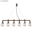 Industrial bronze pipe clear glass beer mug pendant light dining room