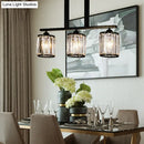 DecorBites™ Rustic Black Cylindrical Island Pendant with 3 Lights & Prismatic Crystal, Ideal for Tables