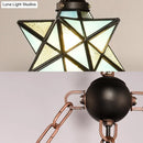 DecorBites™ Rustic Black Star Hanging Chandelier - Adjustable Glass Shades with Anchored Metal Chain - 3 Lights
