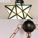 DecorBites™ Rustic Black Star Hanging Chandelier - Adjustable Glass Shades with Anchored Metal Chain - 3 Lights