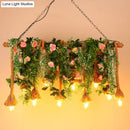 DecorBites™ Rustic Brown Hemp Rope Island Light with 10 Exposed Bulbs, Plant Decoration