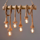 DecorBites™ Rustic Brown Island Pendant Light with Rope and Bamboo Pole