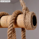 DecorBites™ Rustic Brown Island Pendant Light with Rope and Bamboo Pole