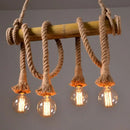 DecorBites™ Rustic Brown Island Pendant Light with Rope and Bamboo Pole
