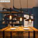 DecorBites™ Rustic Cone Island Pendant Light with Wire Frame, Pipe and 3 Bulbs - Dark Rust Iron Hanging Island Light