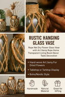 DecorBites™ Rustic Hanging Glass Vase with Hemp Rope