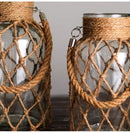 DecorBites™ Rustic Hanging Glass Vase with Hemp Rope