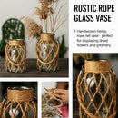 DecorBites™ Rustic Hanging Glass Vase with Hemp Rope