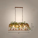 DecorBites™ Rustic Island Ceiling Light with Cast Iron Birdcage Fixture, Bird & Leaf Deco