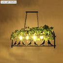 DecorBites™ Rustic Island Ceiling Light with Cast Iron Birdcage Fixture, Bird & Leaf Deco