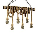DecorBites™ Rustic Jute Rope Island Pendant Light for Wine Bar - 4/6 Lights, Farmhouse Style, Linear Design