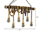 DecorBites™ Rustic Jute Rope Island Pendant Light for Wine Bar - 4/6 Lights, Farmhouse Style, Linear Design