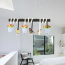 DecorBites™ Rustic LED Island Pendant Light with Flower and Bird Metallic Design