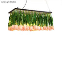 DecorBites™ Rustic Metal 4-Light Green Island Tulip Bouquet Suspension Lamp - Restaurant Light Fixture