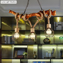 DecorBites™ Rustic Metal and Rope Beige Island Pendant Light with 3 Lights and Globe Cage
