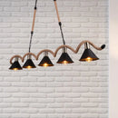 DecorBites™ Rustic Metal Cone Island Ceiling Light with Rope and Chain - Brown