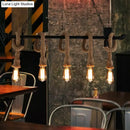 DecorBites™ Rustic Metallic Water Pipe Hanging Lamp with Hemp Rope - Black Restaurant Chandelier