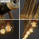 DecorBites™ Rustic Natural Rope Island Light with Industrial Bare-Bulb Suspension Design