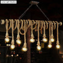 DecorBites™ Rustic Natural Rope Island Light with Industrial Bare-Bulb Suspension Design