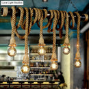 DecorBites™ Rustic Natural Rope Island Light with Industrial Bare-Bulb Suspension Design