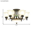 DecorBites™ Rustic Opal Glass Flower Ceiling Light Fixture with Semi Flush Mount - 9/11/13 Lights for Living Room