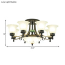 DecorBites™ Rustic Opal Glass Flower Ceiling Light Fixture with Semi Flush Mount - 9/11/13 Lights for Living Room
