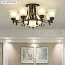 DecorBites™ Rustic Opal Glass Flower Ceiling Light Fixture with Semi Flush Mount - 9/11/13 Lights for Living Room