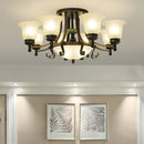 DecorBites™ Rustic Opal Glass Flower Ceiling Light Fixture with Semi Flush Mount - 9/11/13 Lights for Living Room