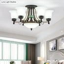 DecorBites™ Rustic Opal Glass Flower Ceiling Light Fixture with Semi Flush Mount - 9/11/13 Lights for Living Room