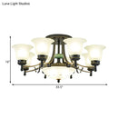 DecorBites™ Rustic Opal Glass Flower Ceiling Light Fixture with Semi Flush Mount - 9/11/13 Lights for Living Room