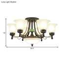 DecorBites™ Rustic Opal Glass Flower Ceiling Light Fixture with Semi Flush Mount - 9/11/13 Lights for Living Room