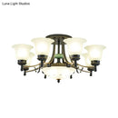 DecorBites™ Rustic Opal Glass Flower Ceiling Light Fixture with Semi Flush Mount - 9/11/13 Lights for Living Room