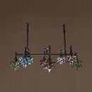 DecorBites™ Rustic Star-Shaped Stained Glass Dining Room Chandelier with 8 Pendant Lights and Hanging Rod