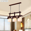 DecorBites™ Rustic White Glass Island Light with 2/3 Hanging Heads and Wood Beam for Dining Room