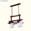 DecorBites™ Rustic White Glass Island Light with 2/3 Hanging Heads and Wood Beam for Dining Room
