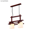 DecorBites™ Rustic White Glass Island Light with 2/3 Hanging Heads and Wood Beam for Dining Room