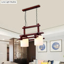 DecorBites™ Rustic White Glass Island Light with 2/3 Hanging Heads and Wood Beam for Dining Room